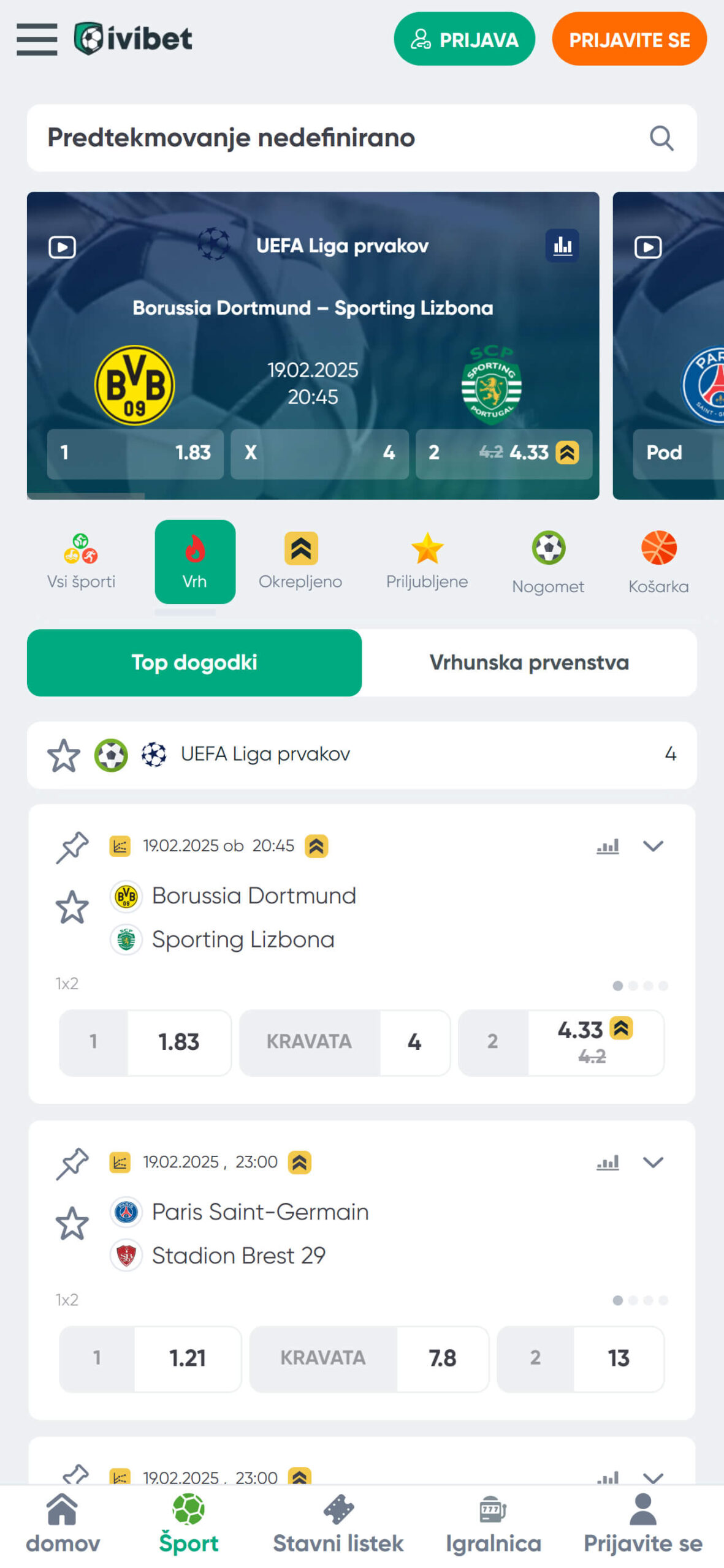 Ivibet Bookmaker Sport Betting Slovenia (mobile), stavnice.tv