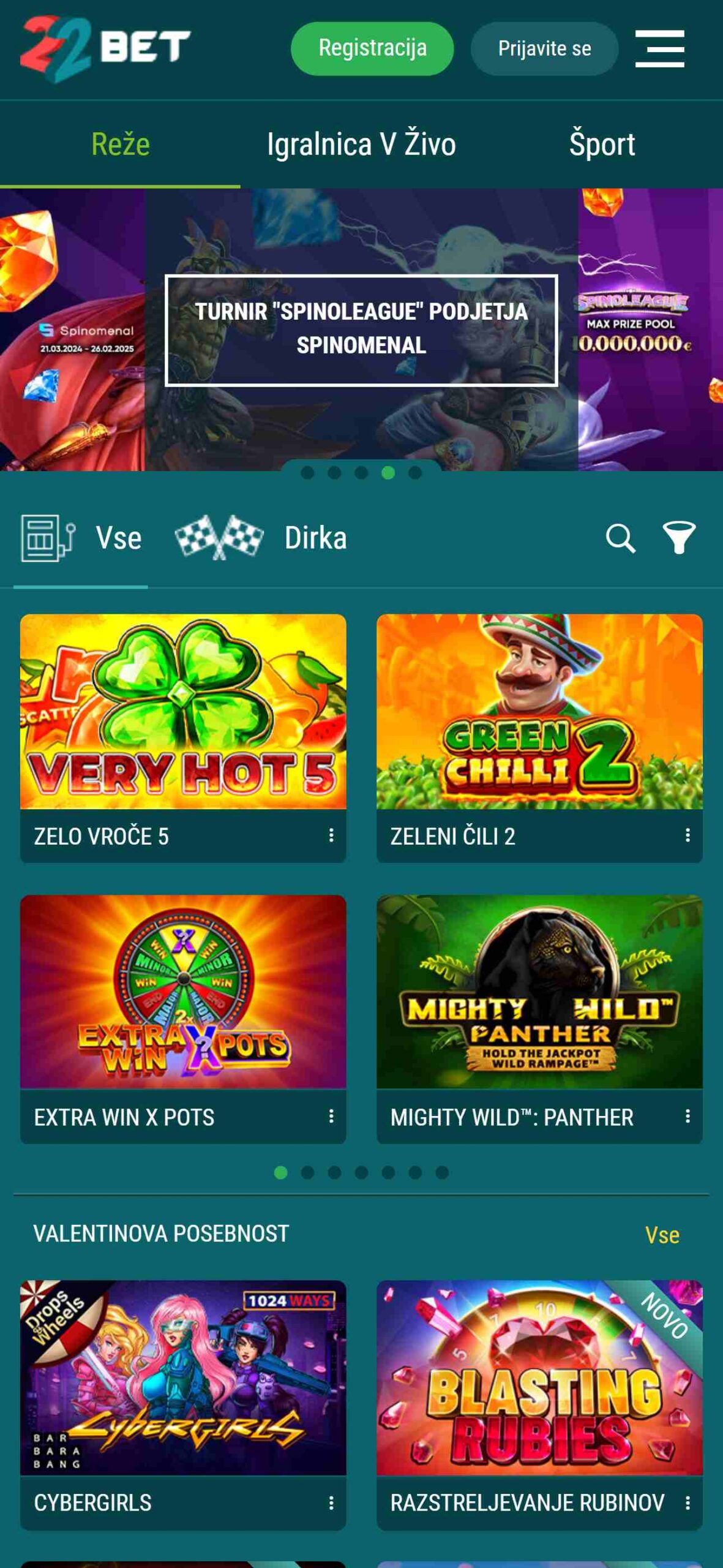 22Bet Casino Game Slovenia (mobile), stavnice.tv