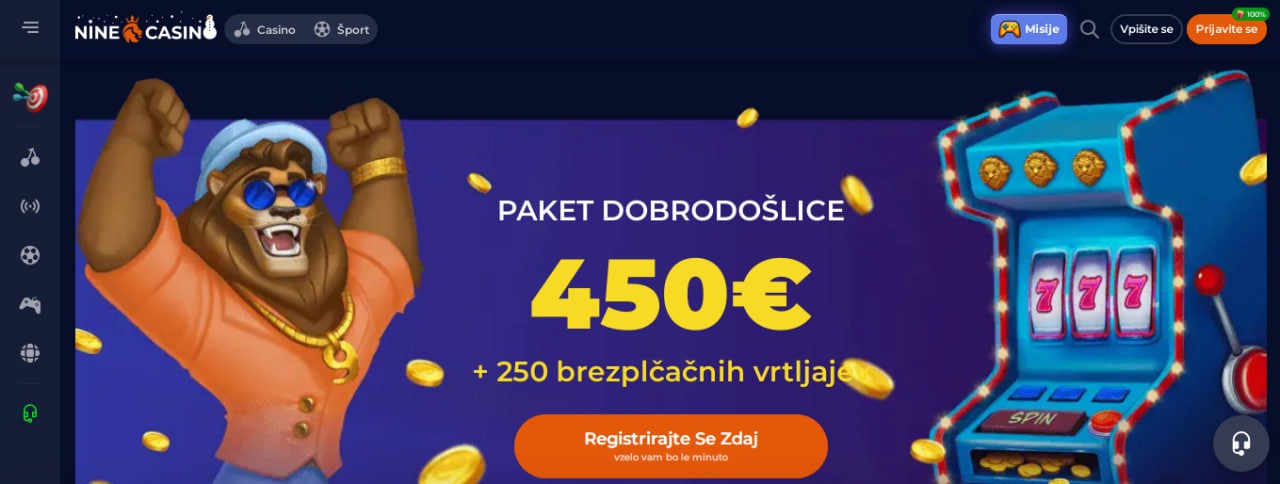 Nine casino Bonus dobrodošlice