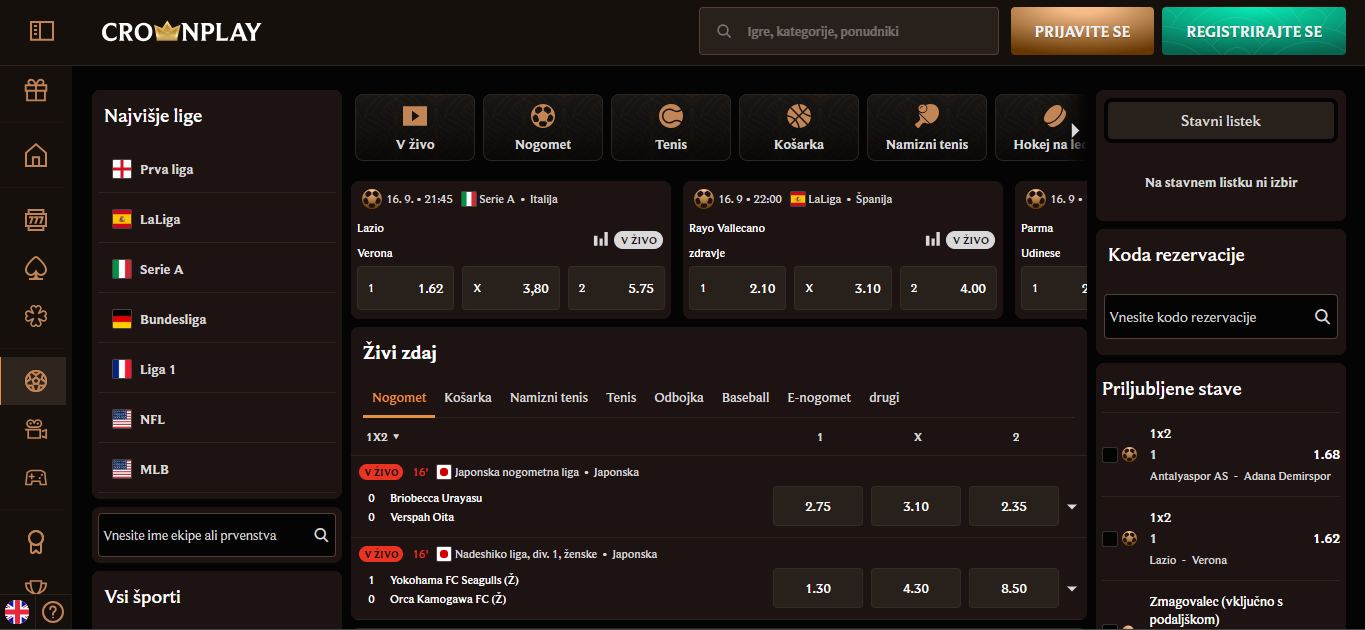 Crownplay Bookmaker mane page Slovenia, stavnice.tv