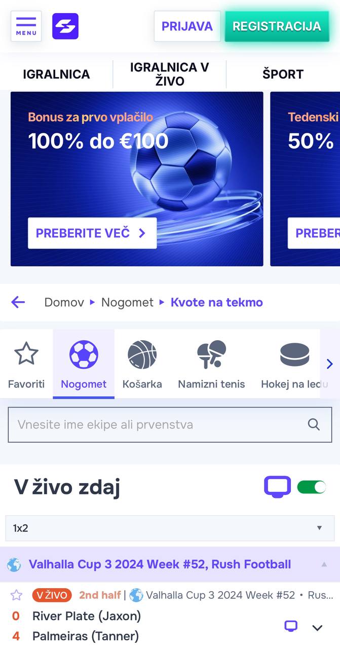 Stave v živo SGCasino Mobile