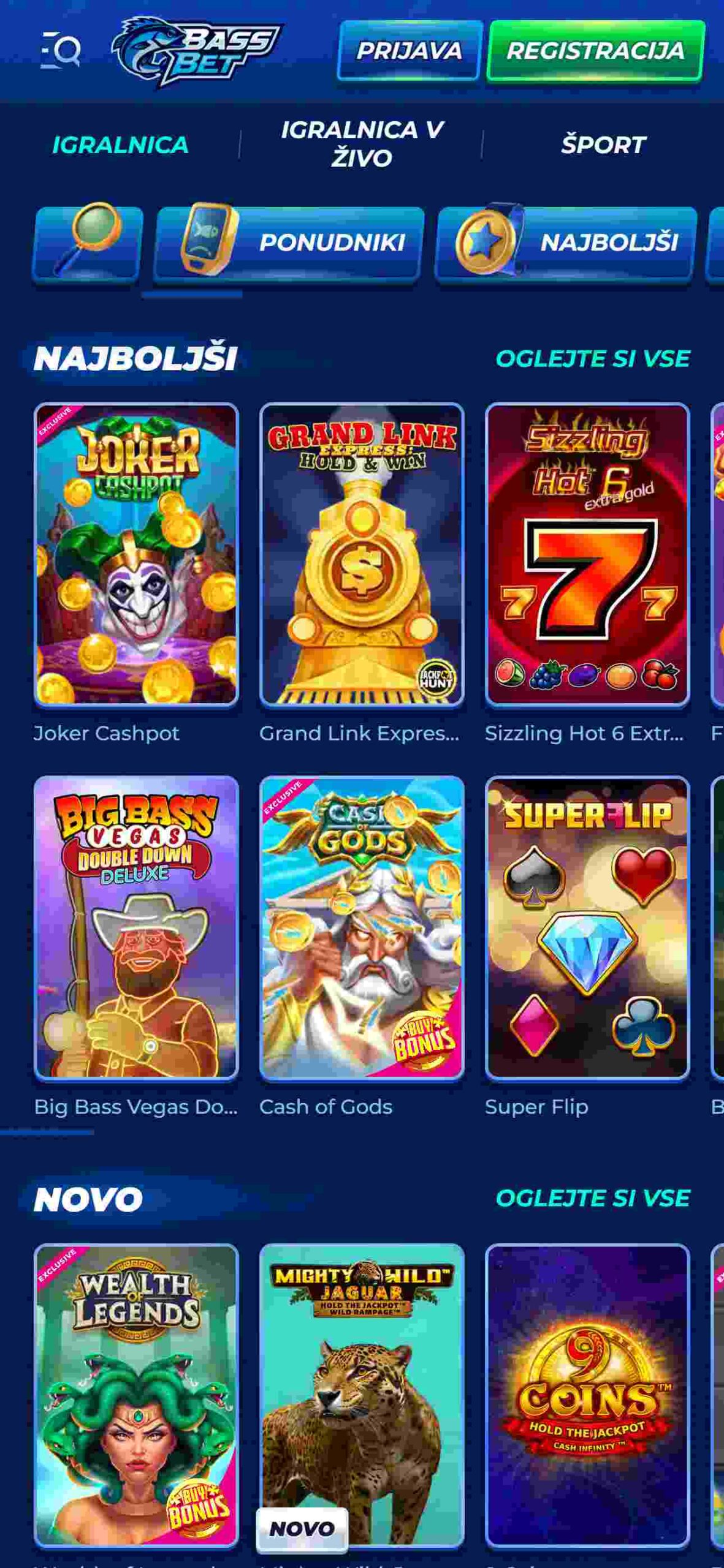 Bassbet Casino, Slovenia (mobile)