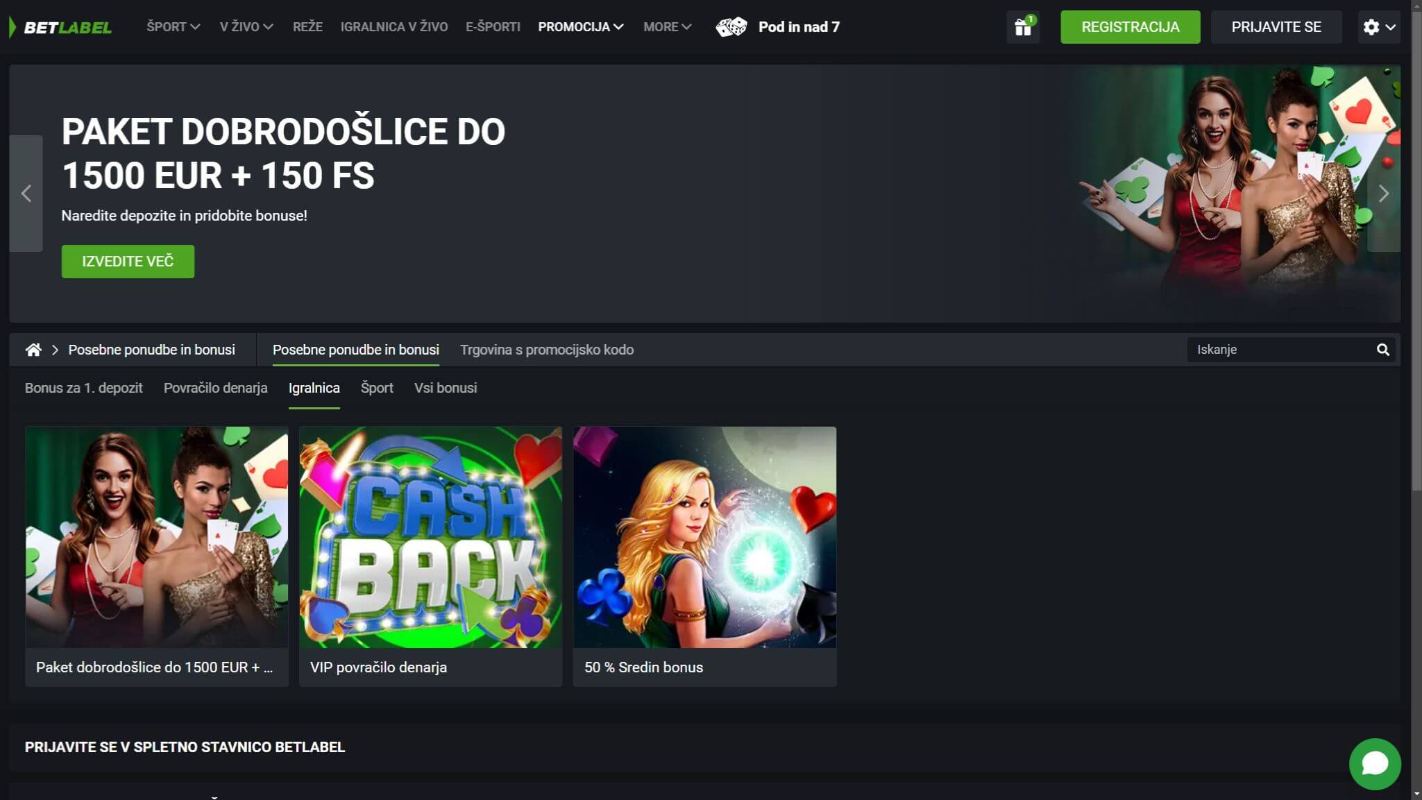 BetLabel Casino Bonusses Slovenia, stavnice.tv