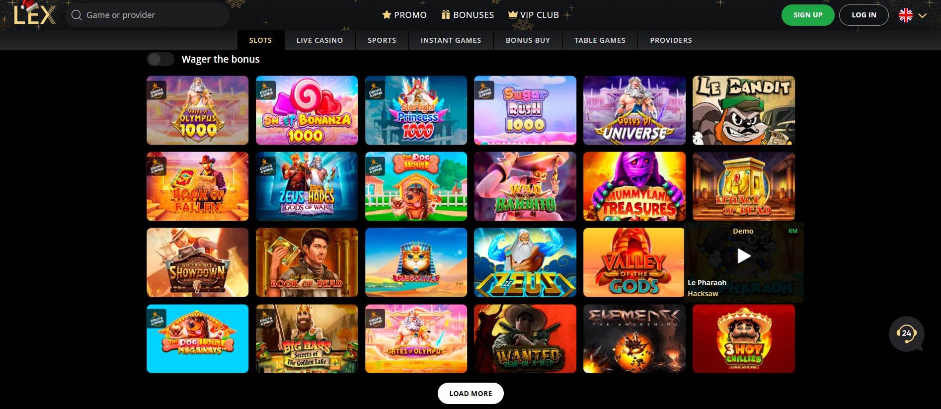 Programska oprema in ponudba iger v Lex Casino