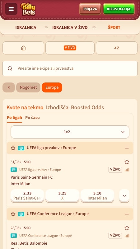Spletna stran za stave na FIFA klubskem svetovnem prvenstvu BillyBets