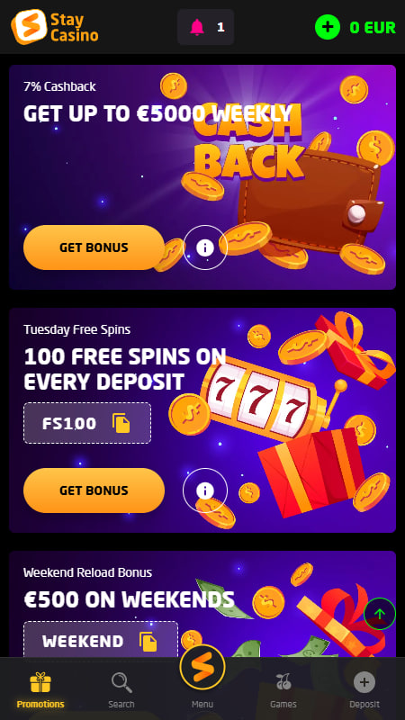 Bonusi in promocije pri Stay Casino
