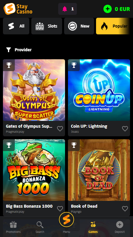 Programska oprema in ponudba iger v Stay Casino