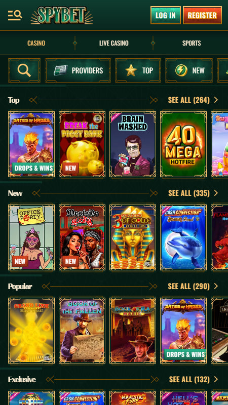 Spybet casino sekcija