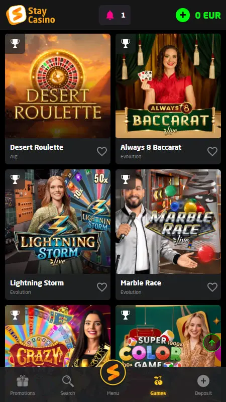 Stay Casino Live Interface