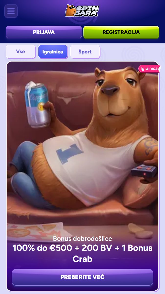 Promocije so na voljo na mobilni napravi Spinbara