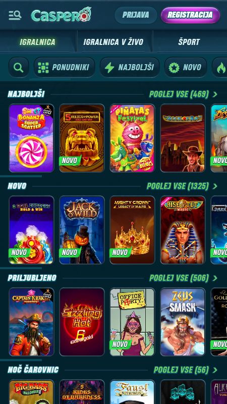 Oddelek za spletne igralnice na Caspero