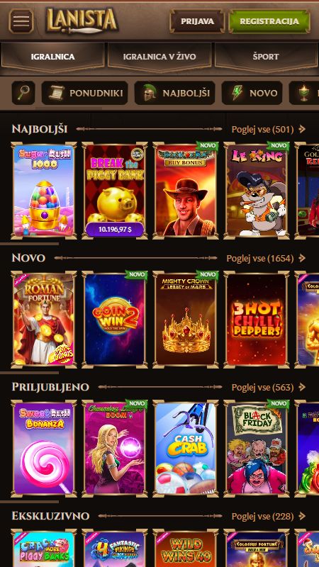 Oddelek za spletne igralnice na Lanista
