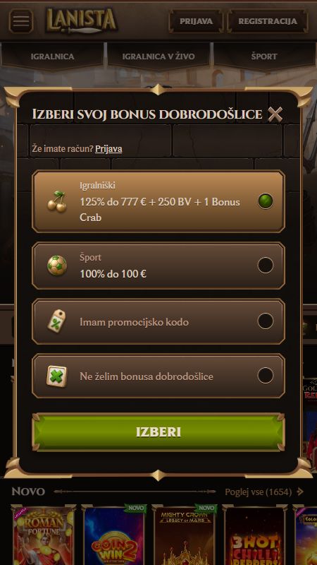 Ustvarjanje računa na Lanista