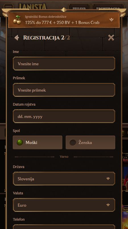 Ustvarjanje računa na Lanista