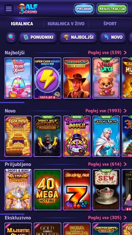 Kazino vmesnik Alf Casino