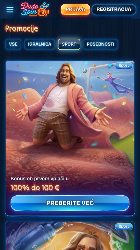 Bonusi in promocije na DudeSpin