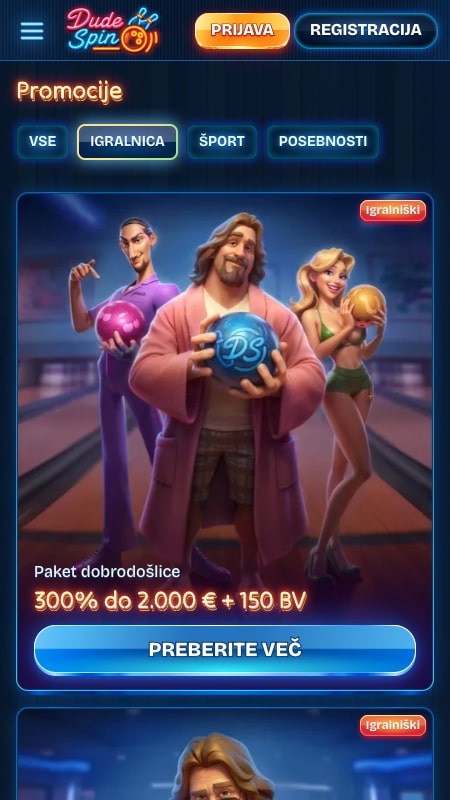 Bonusi in promocije na DudeSpin