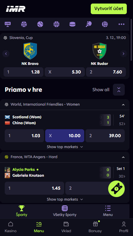 Immerion Ponudba športnih stav