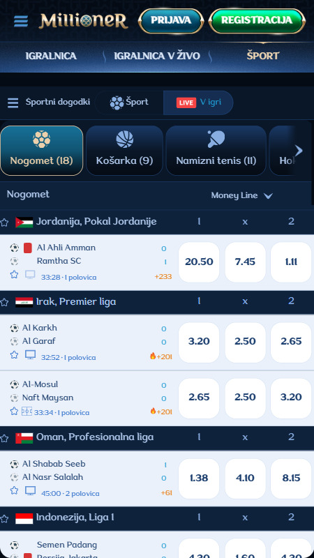 Millioner live betting