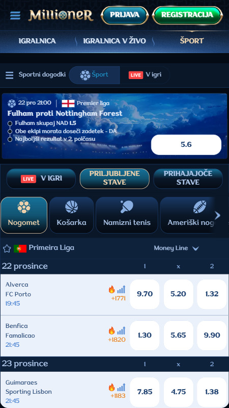 Millioner sport betting