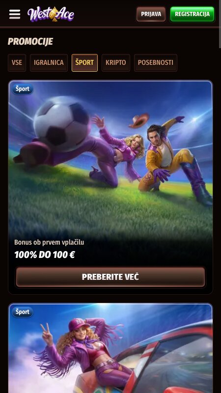 Bonusi in promocije na WestAce