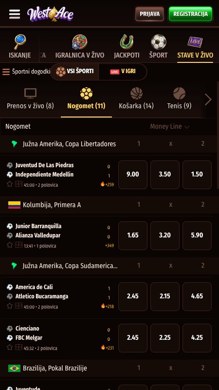 Vmesnik za stave v živo WestAce