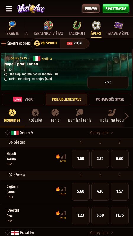 Vmesnik za športne stave WestAce