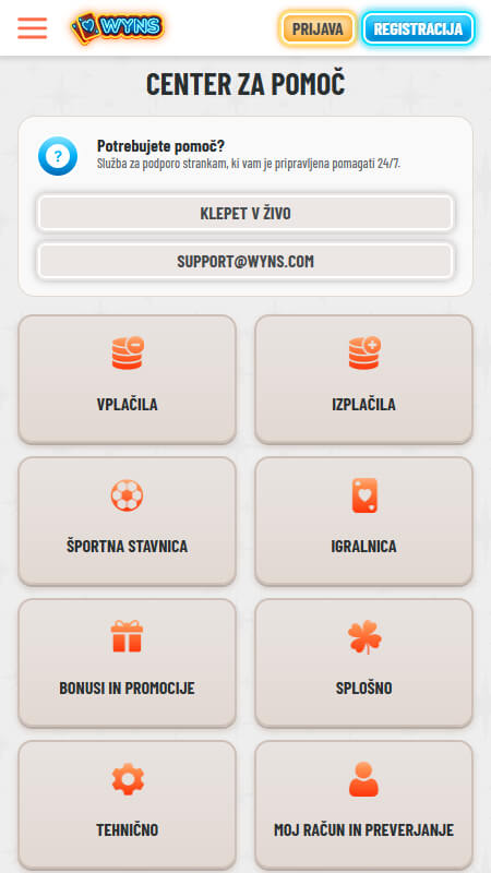 Wyns podpora strankam