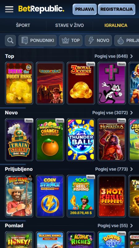 Programska oprema in ponudba iger v BetRepublic Casino