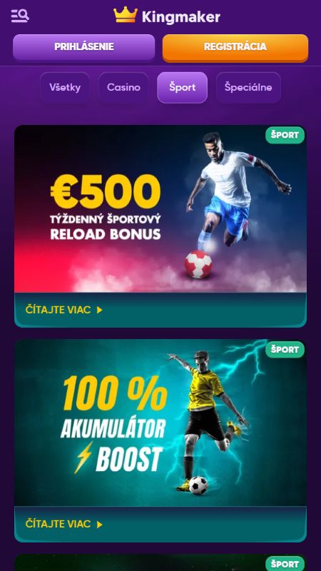 Stran s promocijami na Kingmaker