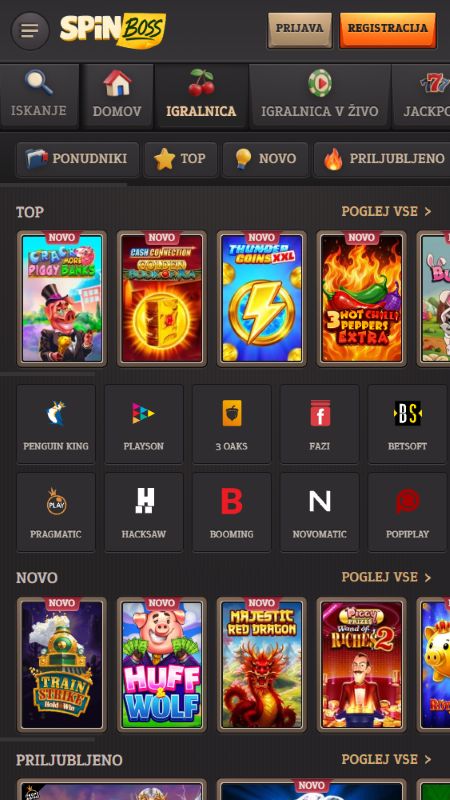 Oddelek za spletne igralnice na SpinBoss