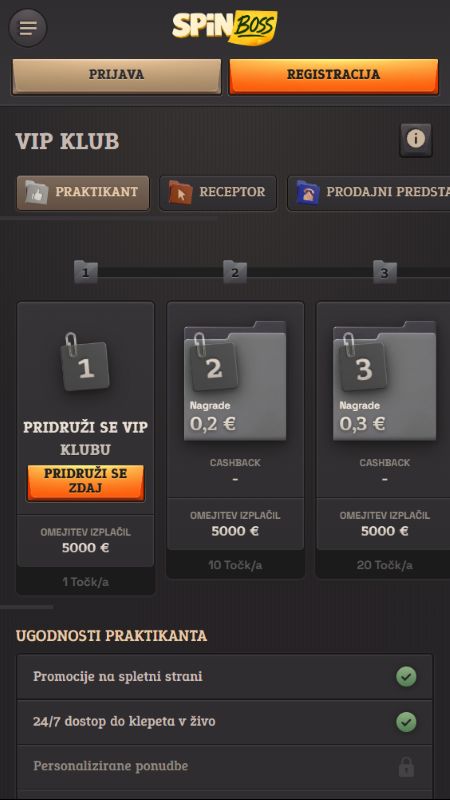 SpinBoss VIP oddelek