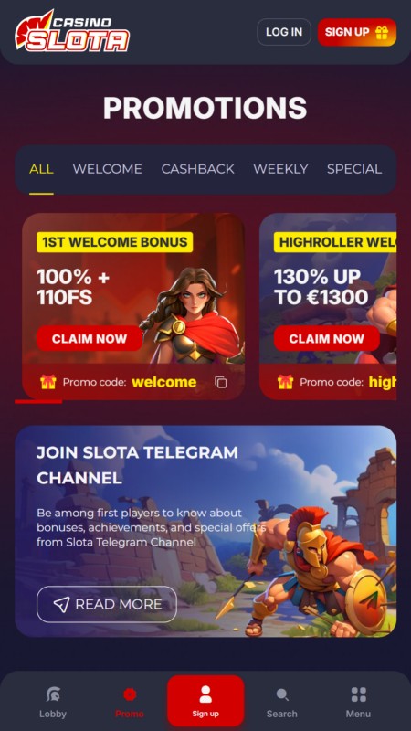 Slota casino bonuses