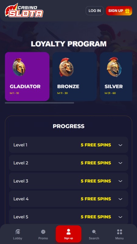 Slota casino VIP program