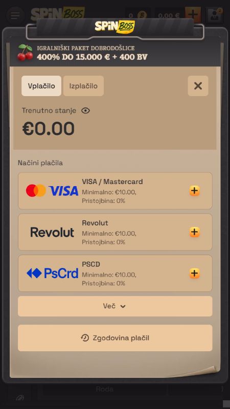 Ustvarjanje računa na SpinBoss