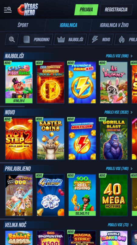 VegasHero Spletni casinoji