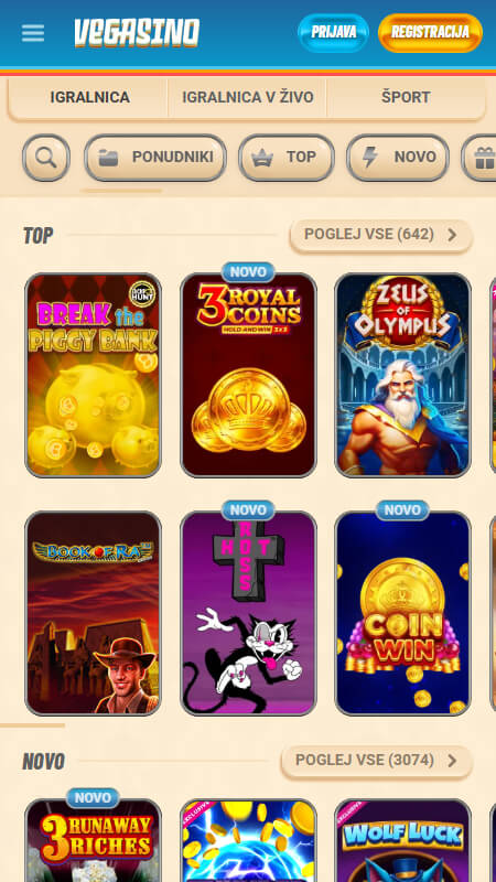 Vegasino casino slot games