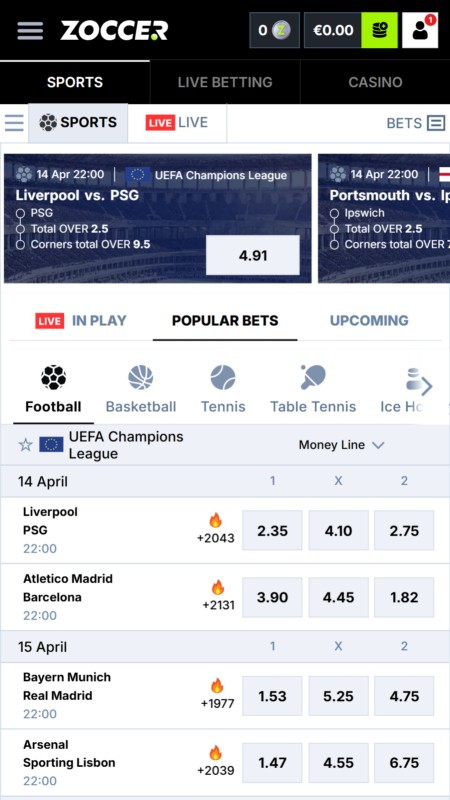 Zoccer sport betting