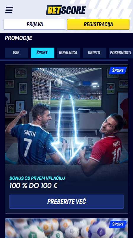 Betscore stavnice promocije Slovenija