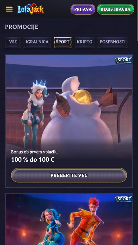 Bonusi in promocije na LolaJack