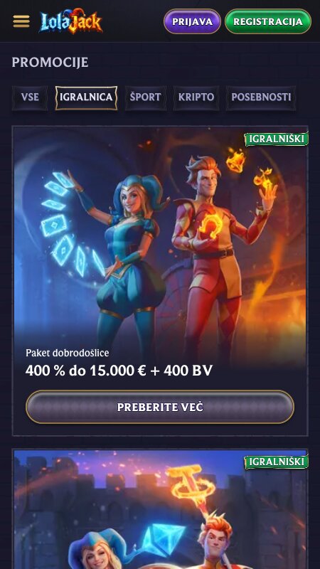 Bonusi in promocije na LolaJack