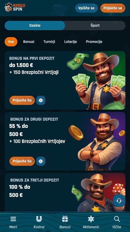 Bonusi in promocije na RingoSpin