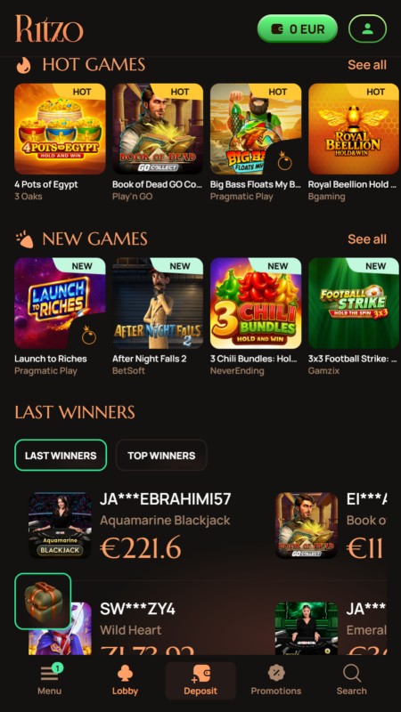 Ritzo casino games