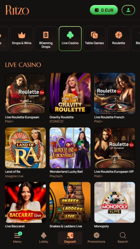 Ritzo live casino