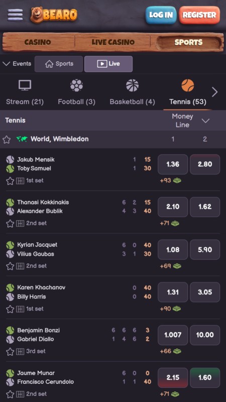 Bearo live betting