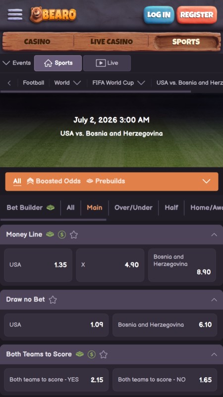 Bearo odds and markets