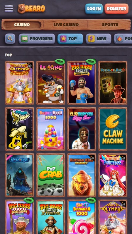 Bearo top casino games