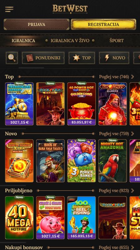 Programska oprema in ponudba iger v BetWest Casino